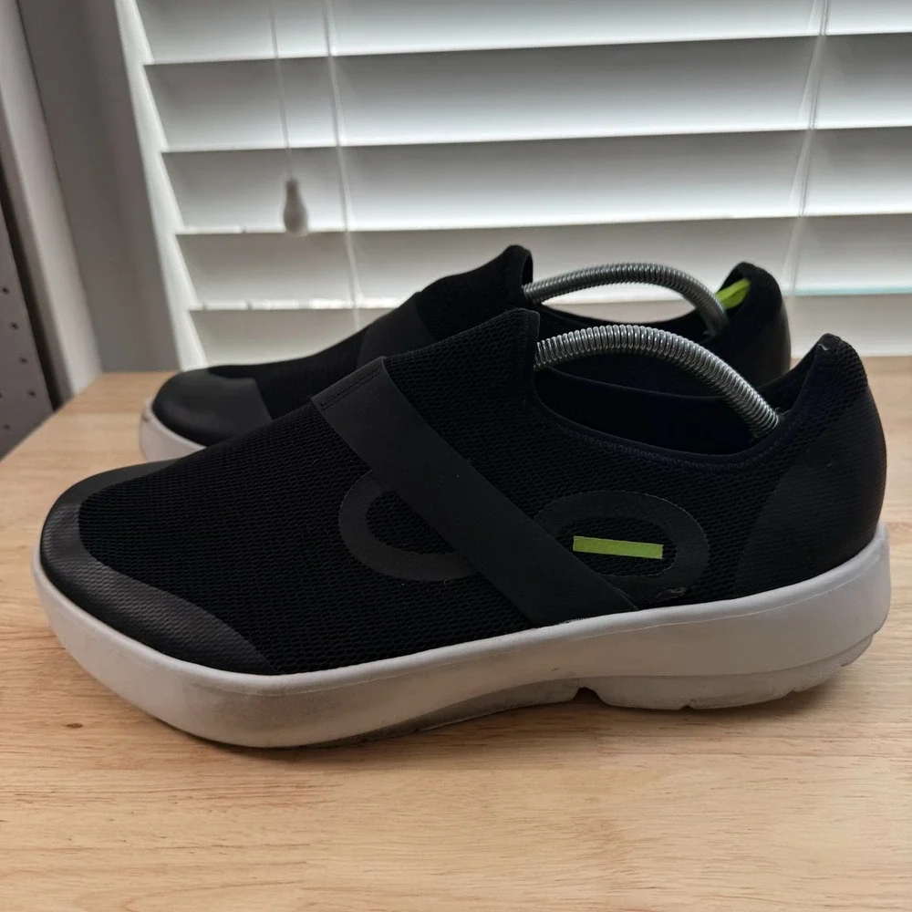 OOFOS OOmg Low Sneakers Men's Black Mesh Slip-On Sport Shoes Comfort -‎ 13
